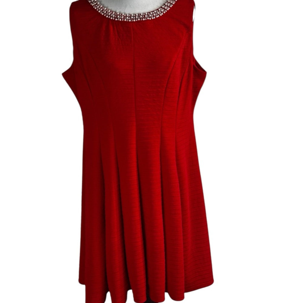 Studio One Red Embellished Midi Dress, True Red Classic glam, Holiday Cocktail